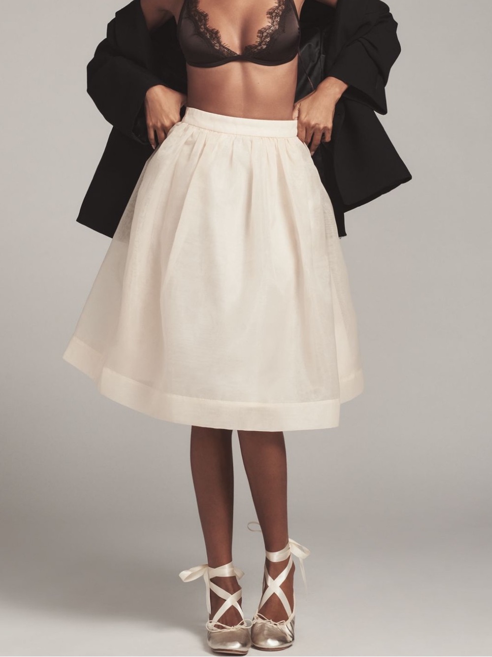 ENDLESS ROSE➕NWT English Factory Organza A• Line Midi Skirt